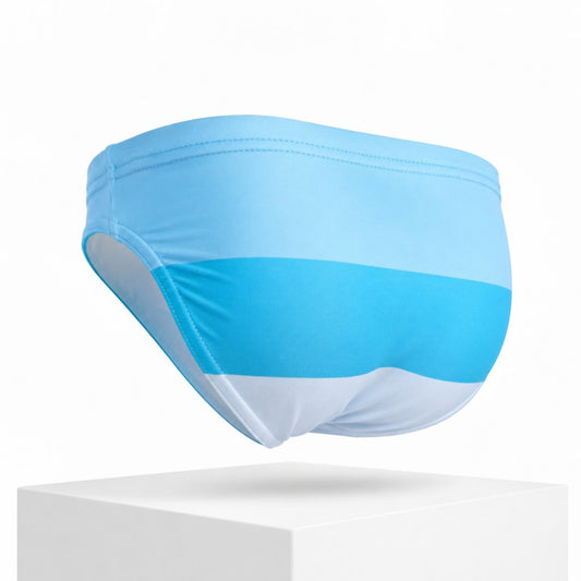 Bikini Tricolor Azul para hombre, vista trasera de producto | Equal Swimwear