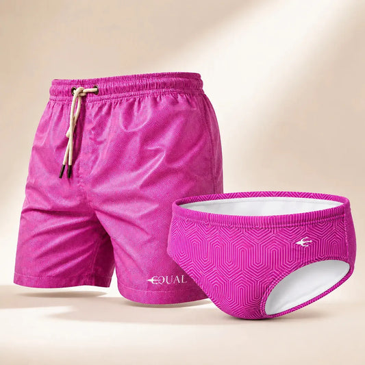 Brief + Short Fresh Rosa vista frontal – Equal Swimwear, traje de baño de secado rápido