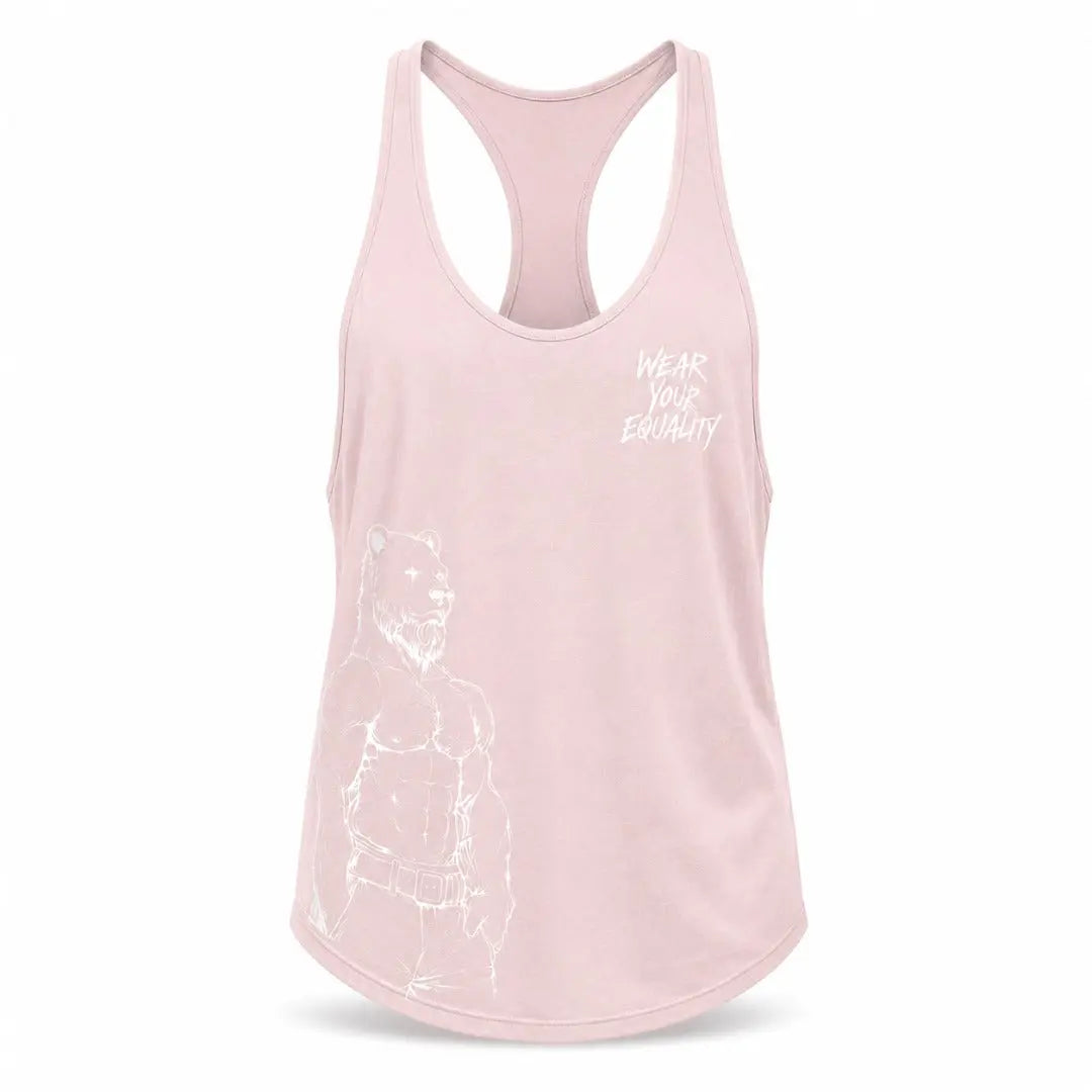 Tank Top Rosa Palo Bear Edición Limitada Pride vista frontal – Equal Swimwear, playera sin mangas