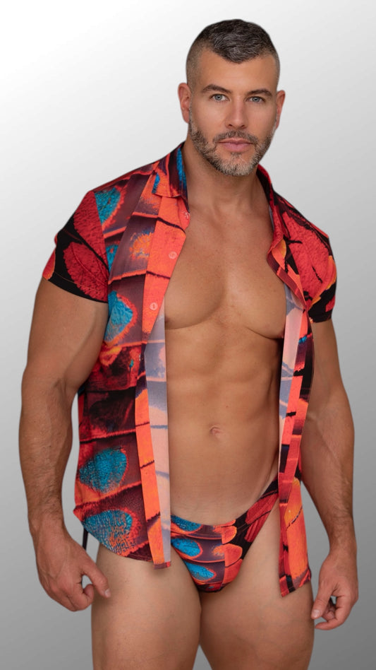 Equal Swimwear Camisa Essence Naranja Mariposa