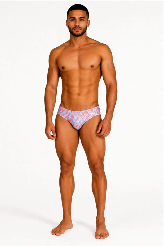 Brief Flowers vista trasera – Equal Swimwear, traje de baño para hombre, tela premium