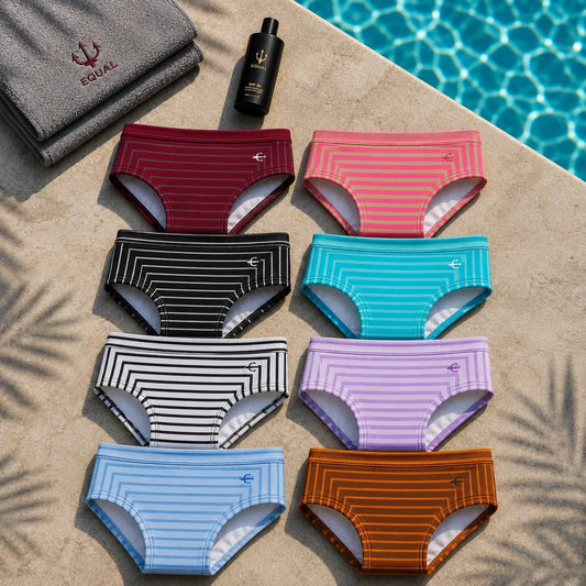 Brief Lines 8 colores pool side – Equal Swimwear, traje de baño de rayas para hombre UV50+