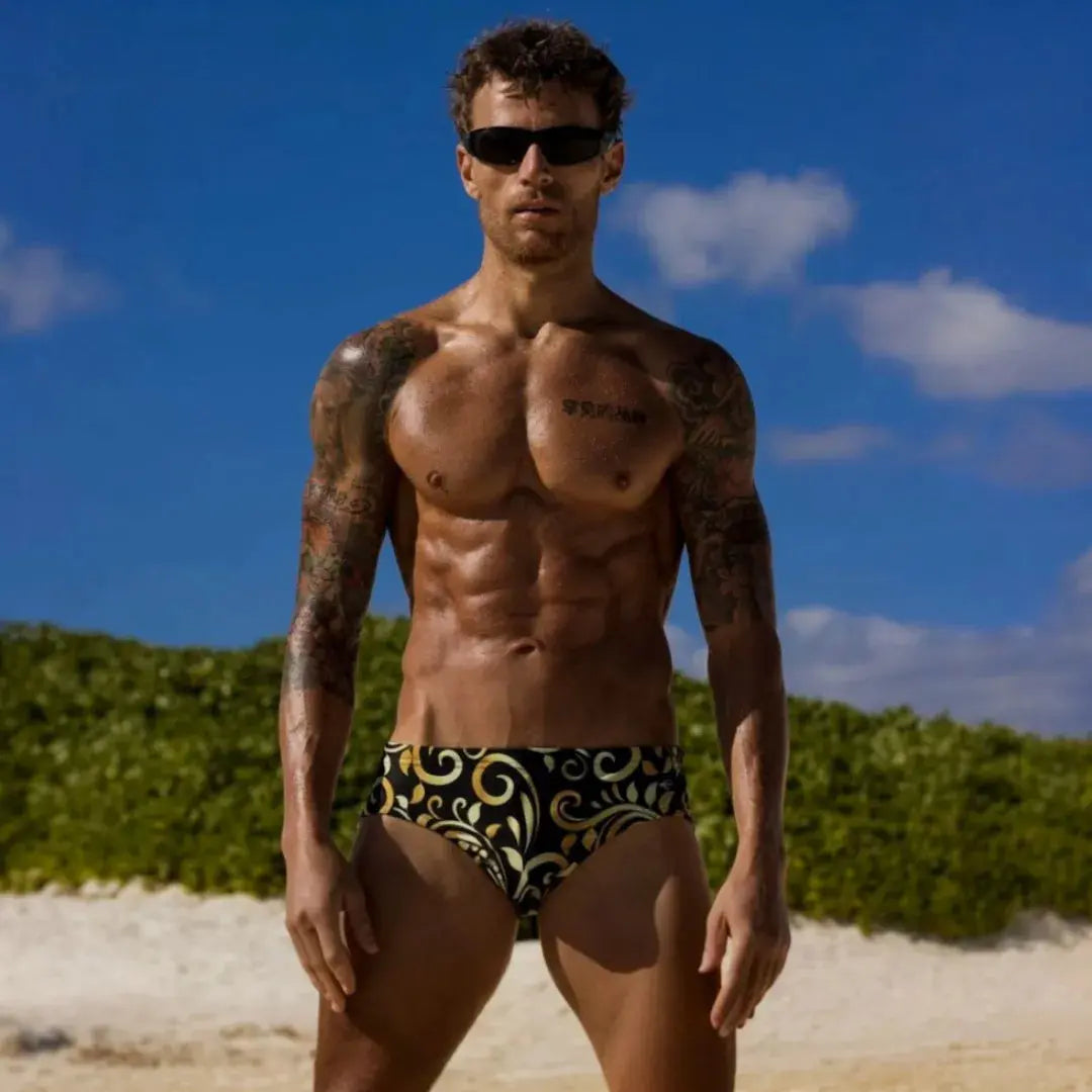 Equal Swimwear Brief Negro/Grecas Equal Swimwear