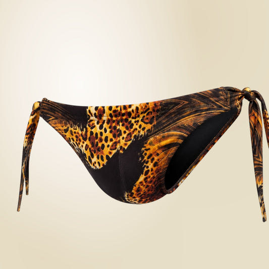 Bikini Essence Jaguar Ocre, vista frontal de producto sobre fondo blanco | Equal Swimwear