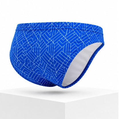 Bikini Geométrico Azul para hombre, vista trasera de producto | Equal Swimwear