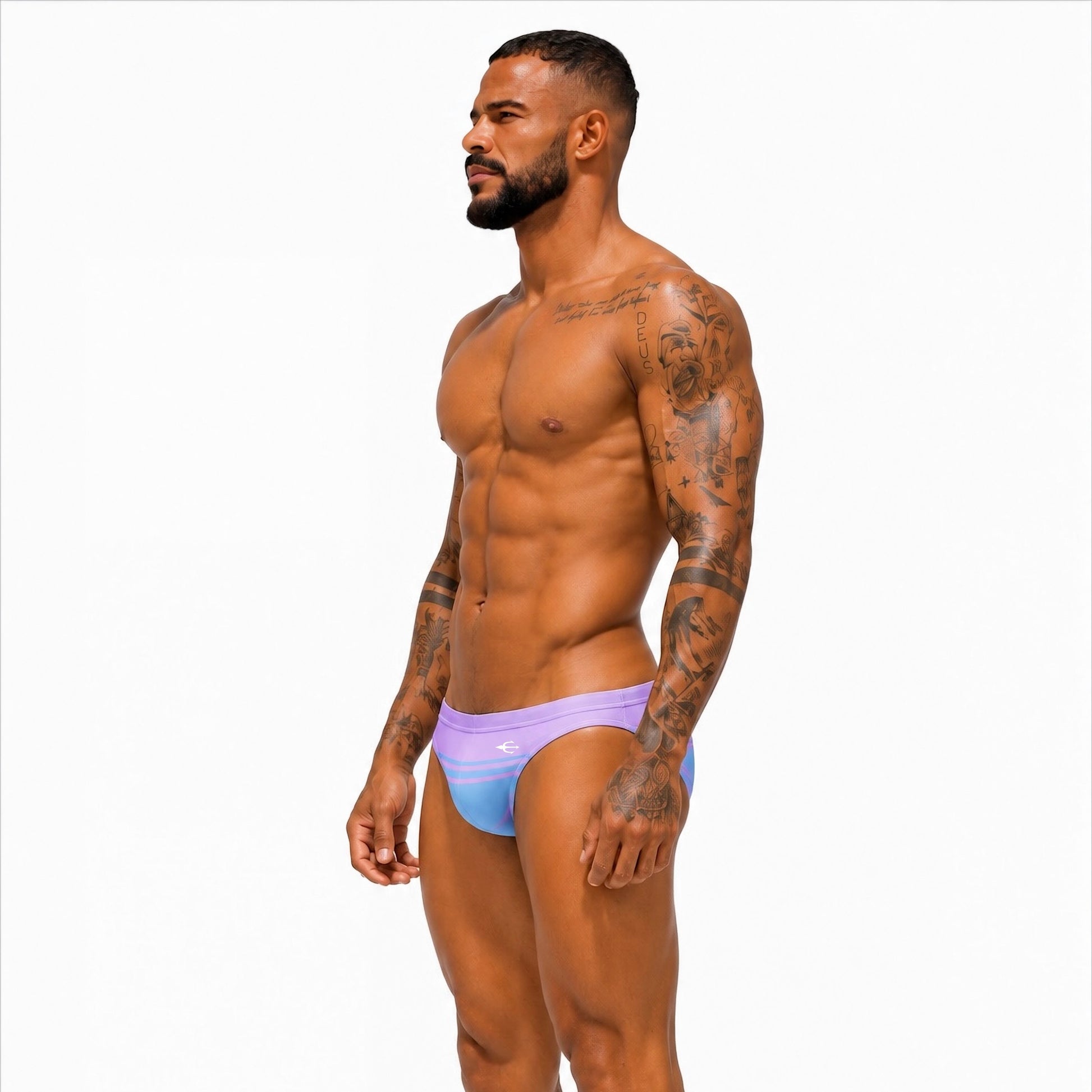 Bikini Shore Lila en modelo, vista de perfil | Equal Swimwear