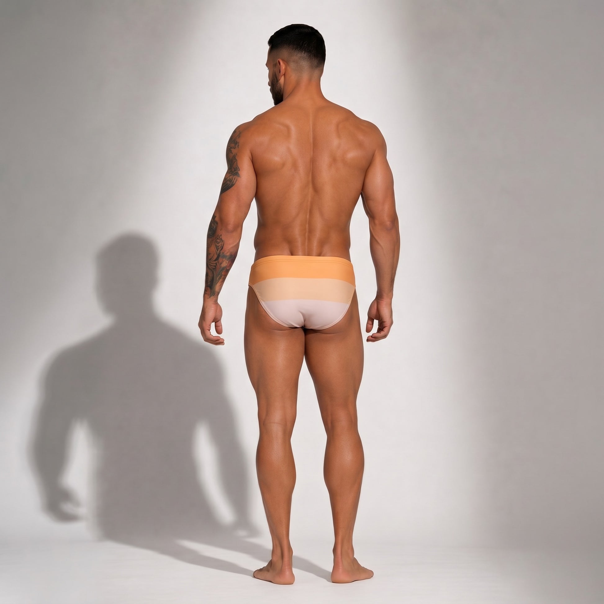 Bikini Tricolor Amarillo en modelo, vista trasera | Equal Swimwear