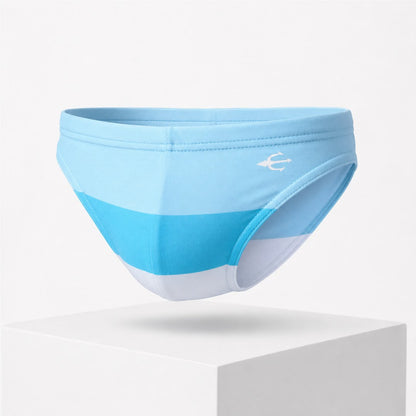 Bikini Tricolor Azul para hombre, vista de perfil de producto | Equal Swimwear