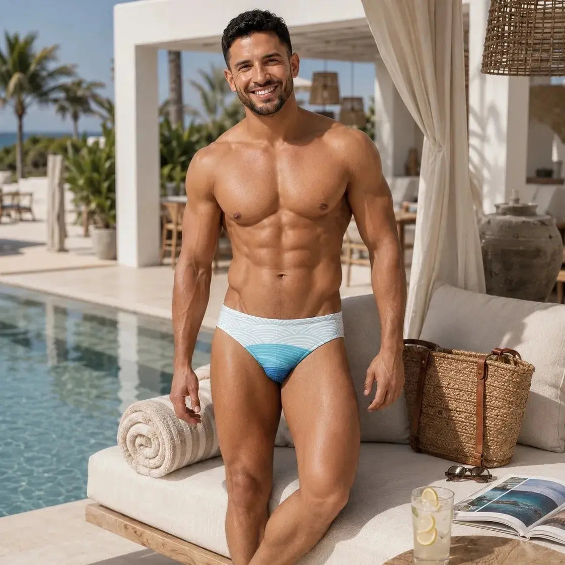 Brief Wave detalle de tela – Equal Swimwear, bañador para hombre resistente al cloro