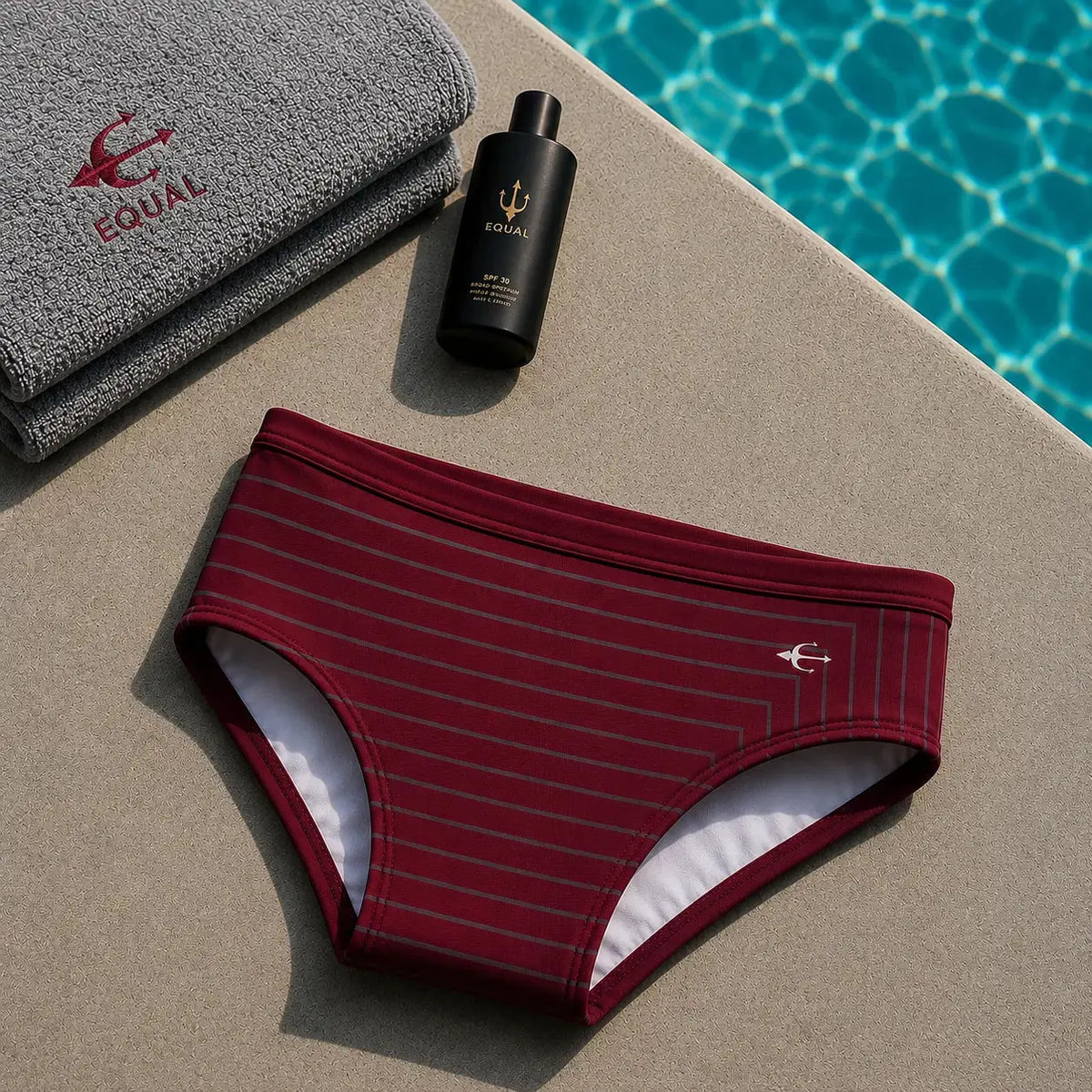Brief Lines Vino Tinto hombre, diseño a rayas – EQUAL Swimwear