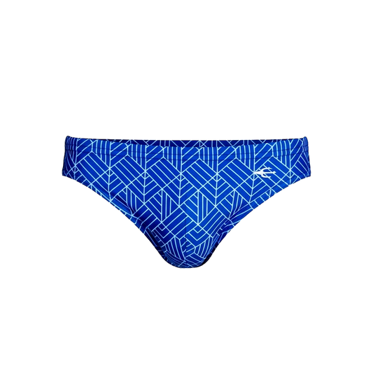 Equal Swimwear Brief Blue Geometry