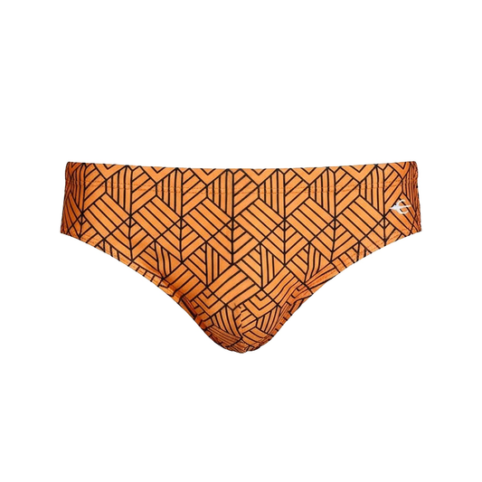 Equal Swimwear Brief Orange Geometry