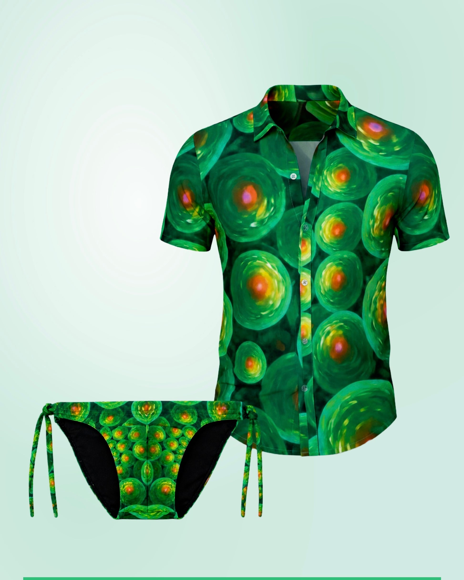 CAMISA + BIKINI  ESSENCE VERDE  PSIQUE EQUAL SWIMWEAR