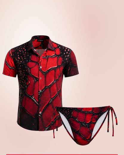 CAMISA + BIKINI ESSENCE ROJO MAGNA EQUAL SWIMWEAR