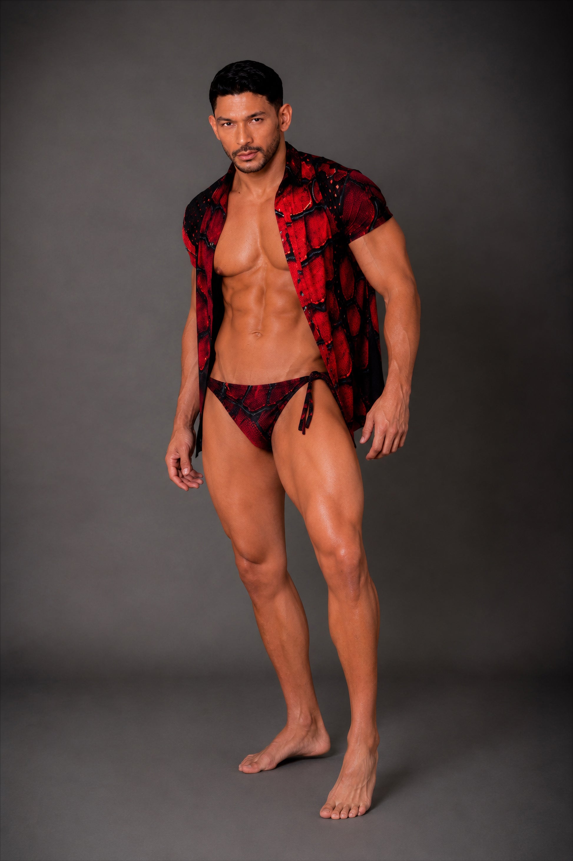 Equal Swimwear Bikini Essence Rojo Magna – El Magnético – Traje de baño hombre estampado rojo – Vista Frontal