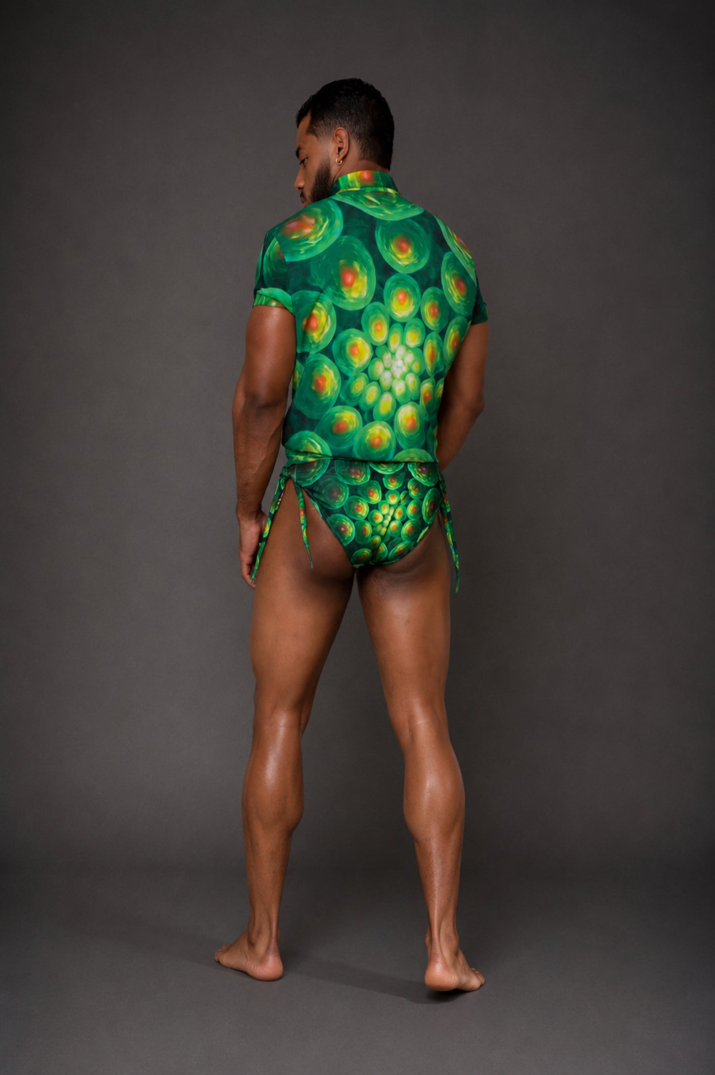 Equal Swimwear Bikini Essence Verde Psique – El Enigmático – Traje de baño hombre estampado verde – Vista Trasera