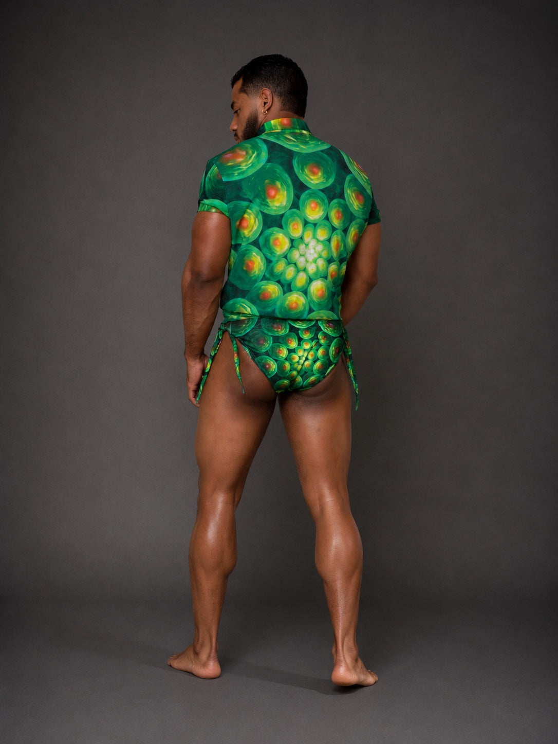 Equal Swimwear Bikini Essence Verde Psique – El Enigmático – Traje de baño hombre estampado verde – Vista Trasera