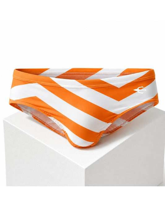 Brief Zig Zag Naranja Equal Swimwear — ghost 3/4 frente