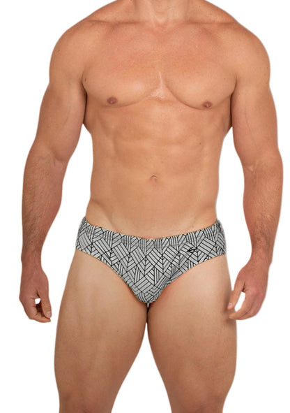 Equal Swimwear Brief Geometría Plateado