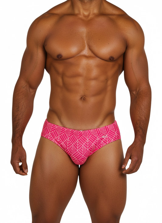 Equal Swimwear Brief Pink Geometry