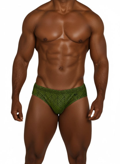 Equal Swimwear Brief Geometría Verde