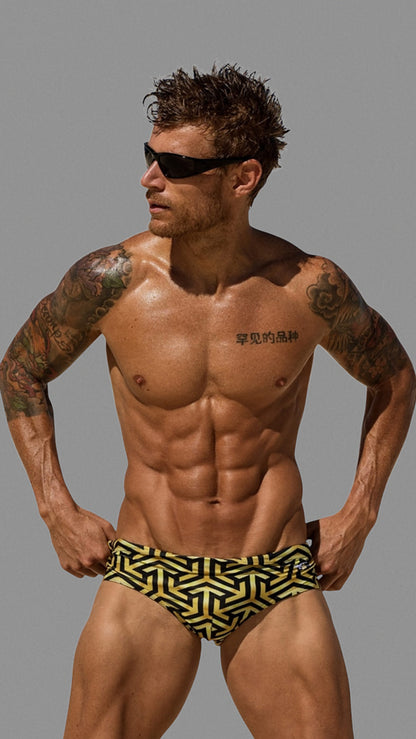 Equal Swimwear Brief Style Black & Gold