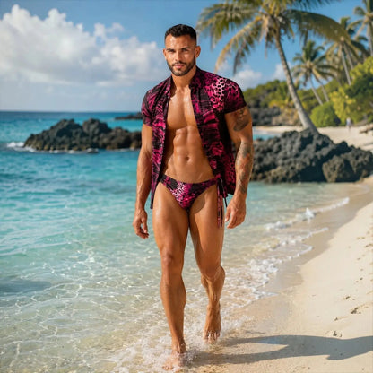 Bikini Essence Fúcsia Cyber detalle del estampado – Equal Swimwear, ropa de playa para hombre