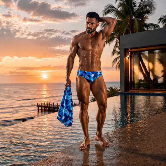 CONJUNTO DE SHORT+ BRIEF PRISM AZUL EQUAL SWIMWEAR
