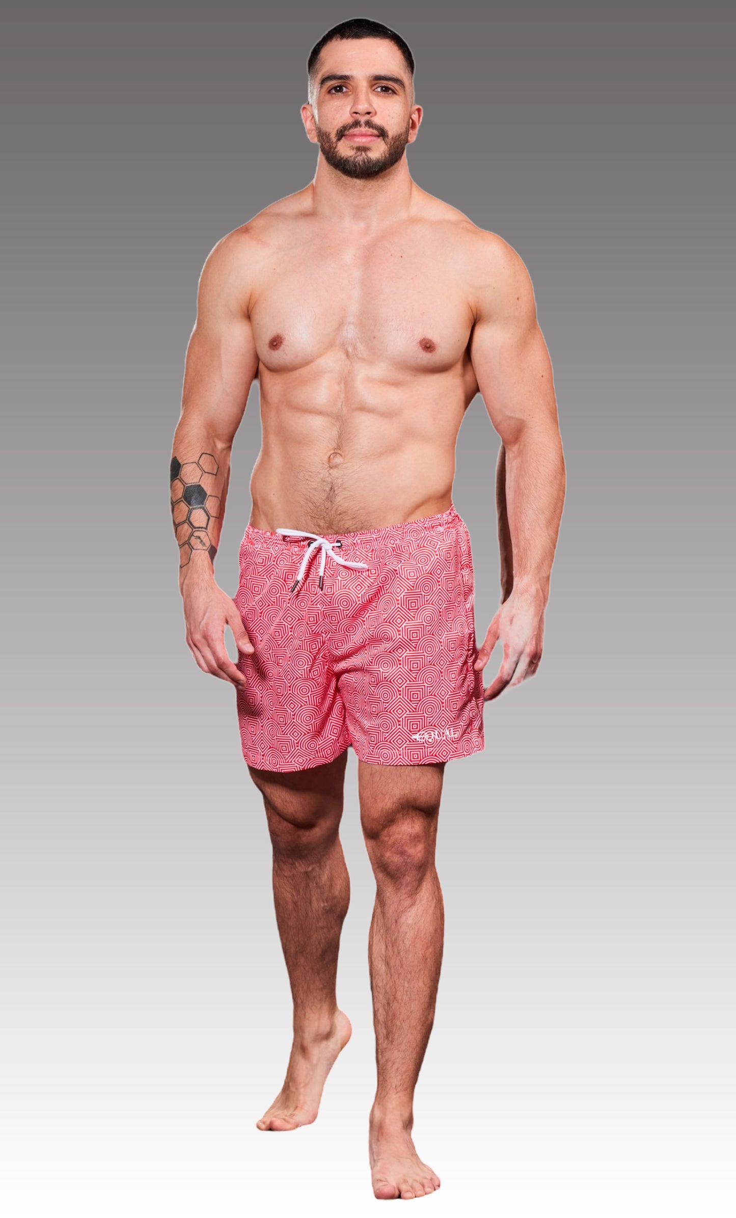 Equal Swimwear Short Geométrico Rojo Equal Swimwear