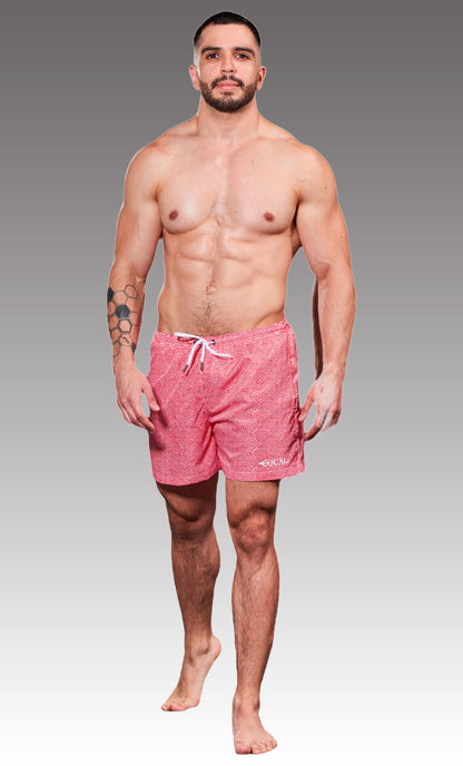Equal Swimwear Short Geométrico Rojo Equal Swimwear