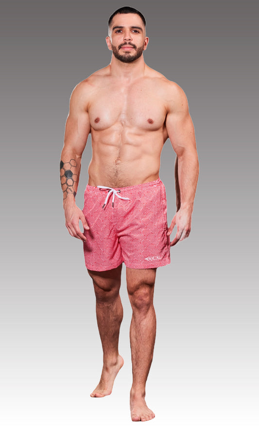 Equal Swimwear Short Geométrico Rojo Equal Swimwear