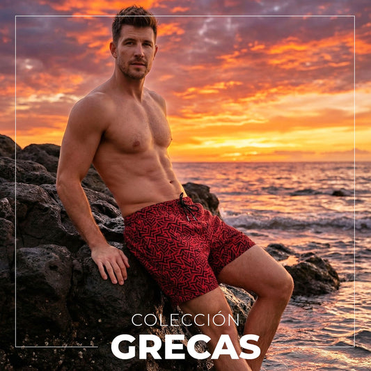 Equal Swimwear Short Grecas Rojo