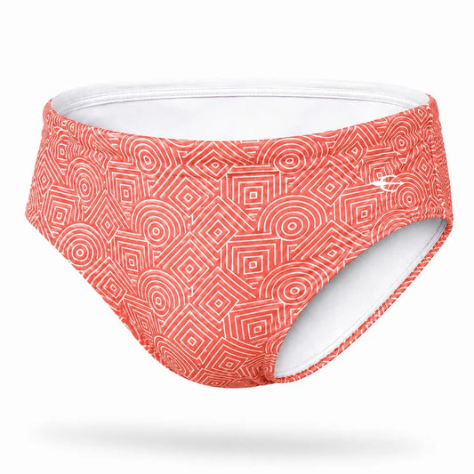Brief Geométrico Salmón vista frontal – Equal Swimwear, traje de baño para hombre de secado rápido