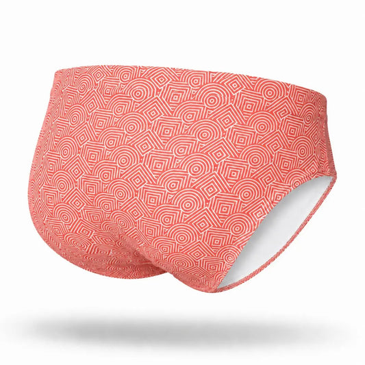Brief Geométrico Salmón vista de producto – Equal Swimwear, bañador para hombre resistente al cloro