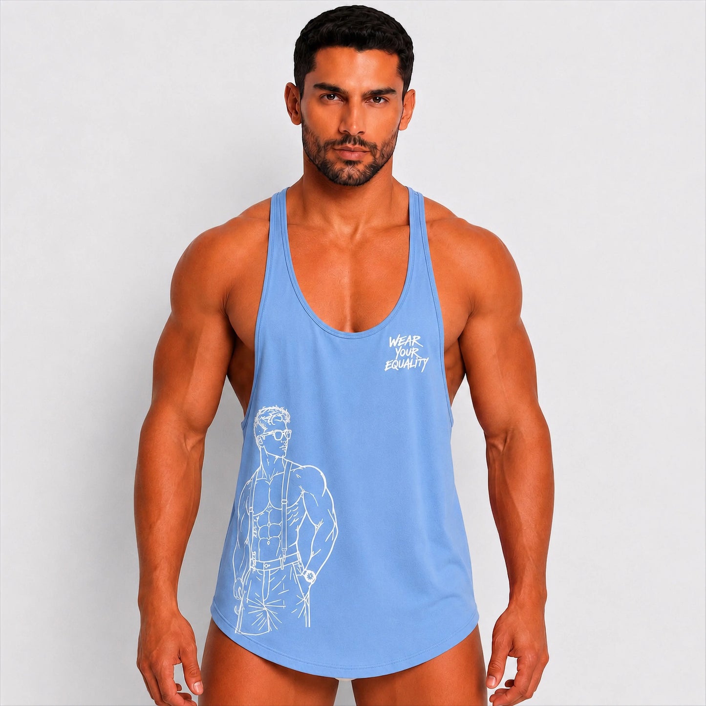 Tank Top Azul Tirantes Edición Limitada Pride detalle del estampado – Equal Swimwear