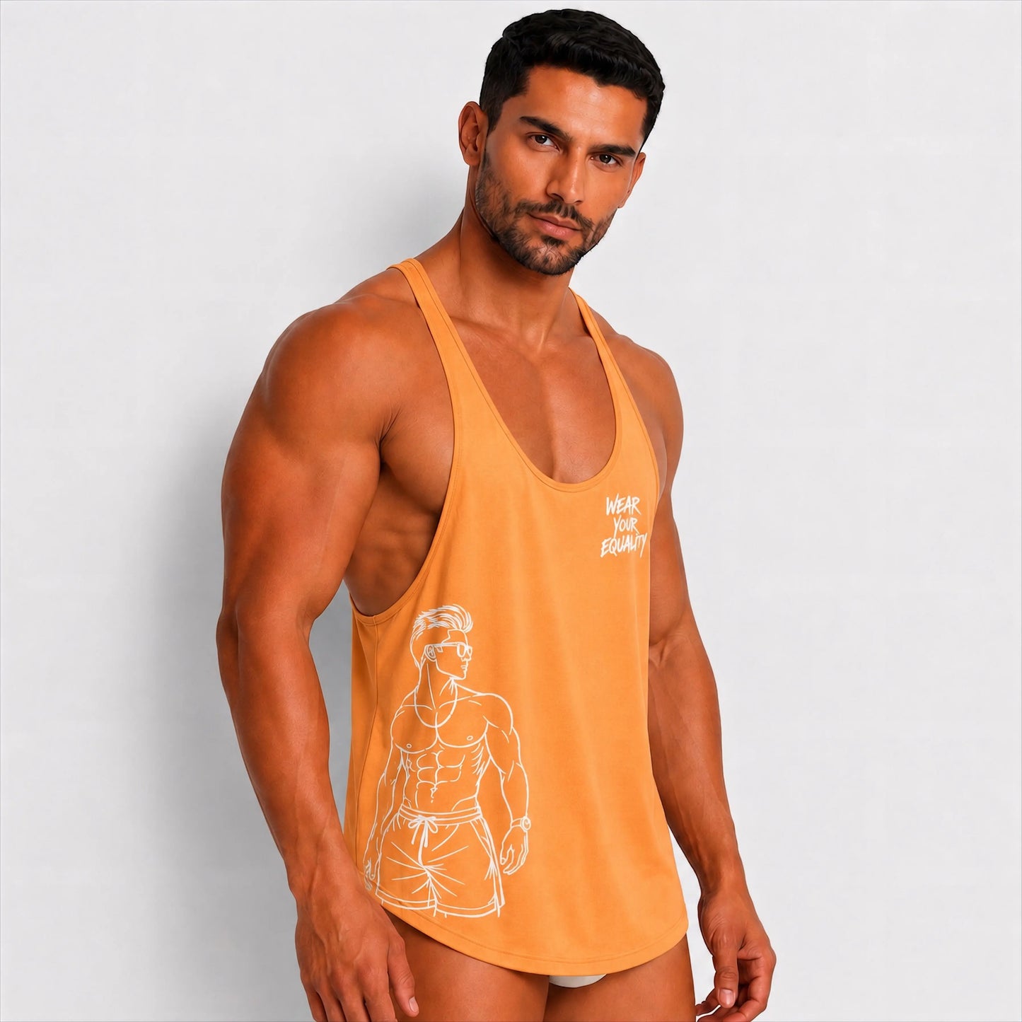 Tank Top Naranja Edición Limitada Pride vista trasera – Equal Swimwear, playera sin mangas