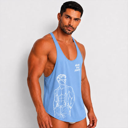 Tank Top Azul Tirantes Edición Limitada Pride vista trasera – Equal Swimwear, top de verano