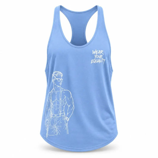 Tank Top Azul Tirantes Edición Limitada Pride vista frontal – Equal Swimwear, playera sin mangas