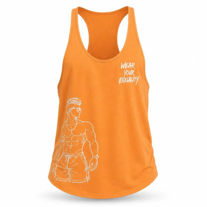 Tank Top Naranja Edición Limitada Pride vista frontal – Equal Swimwear, playera sin mangas