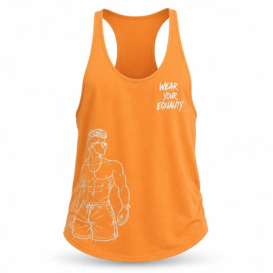 Tank Top Naranja Edición Limitada Pride vista frontal – Equal Swimwear, playera sin mangas