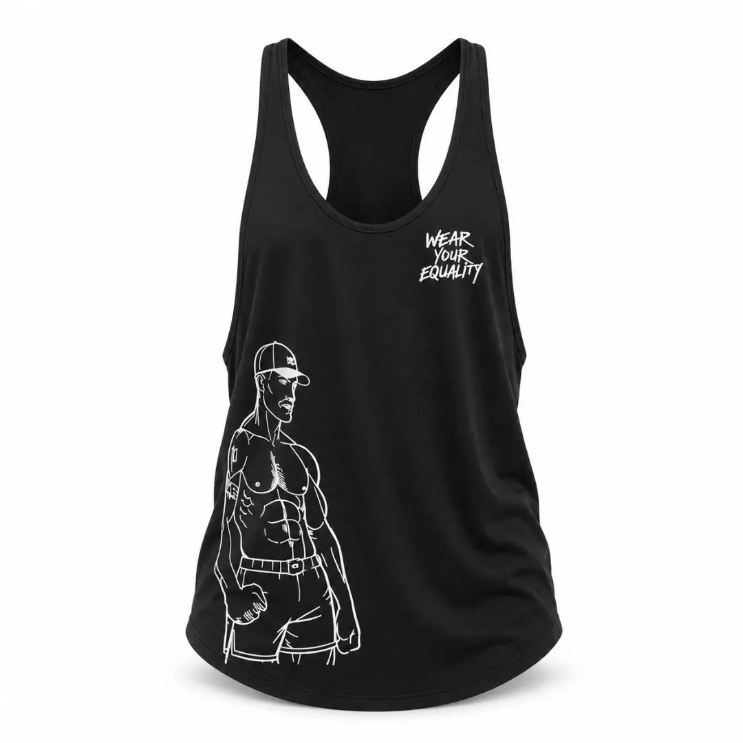 Tank Top Negro Edición Limitada Pride vista frontal – Equal Swimwear, playera sin mangas