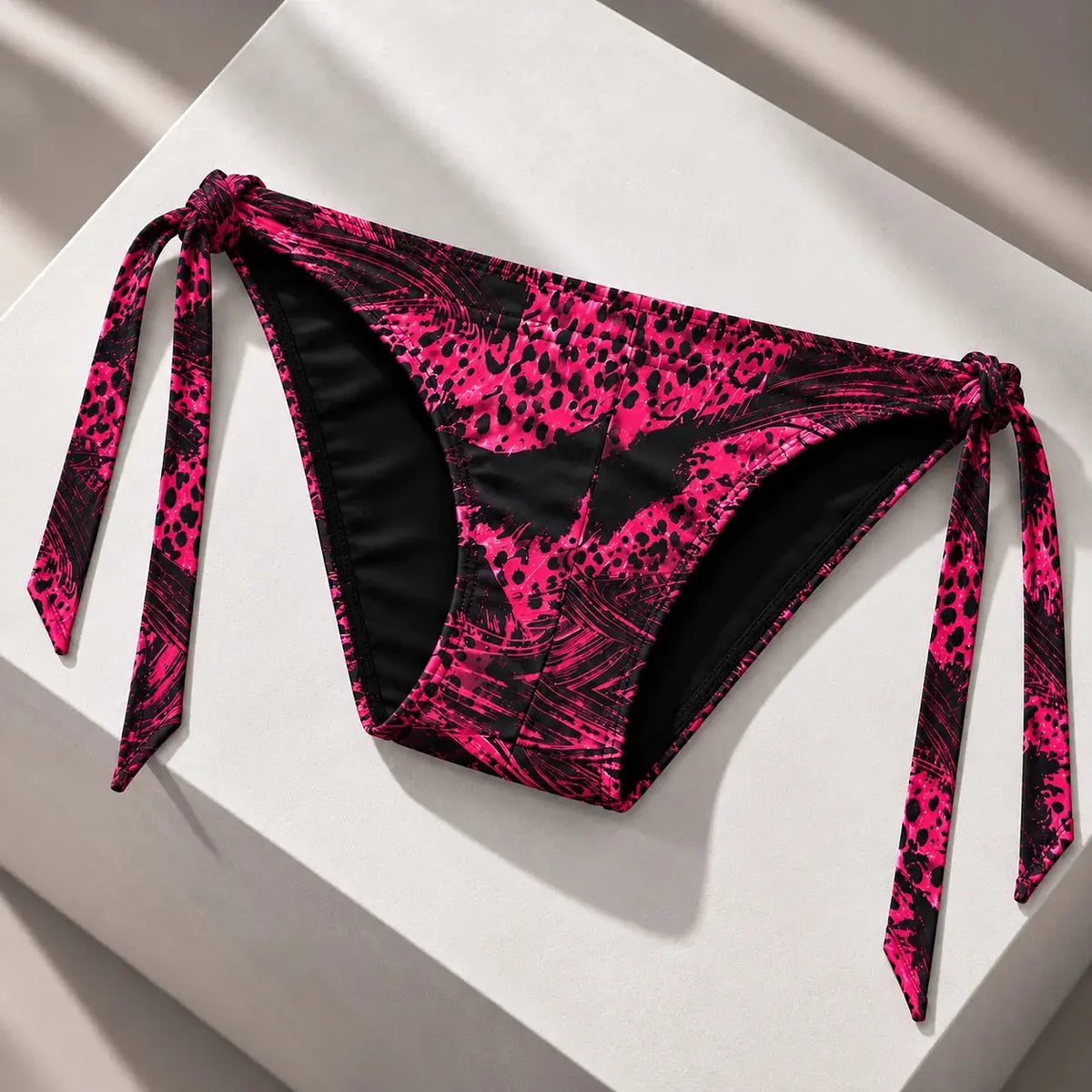Bikini de tiras para hombre fucsia y negro con estampado de leopardo, bikini de baño de moda – Bikini Essence de EQUAL Swimwear