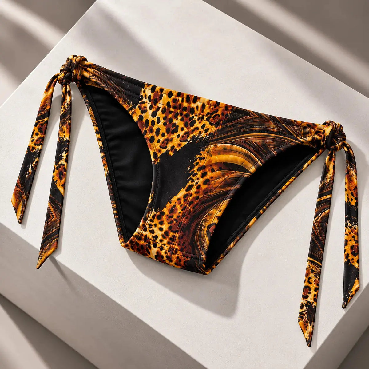 Bikini de tiras para hombre café con estampado animal print – Bikini Essence de EQUAL Swimwear