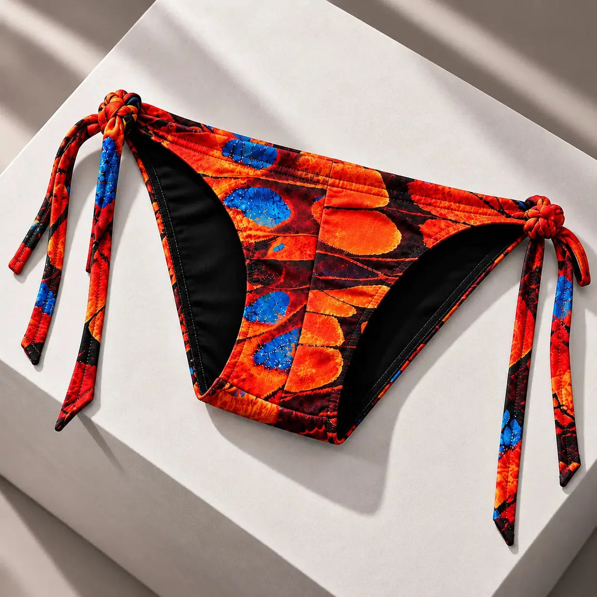 Bikini de tiras para hombre naranja con detalles azules, bikini de baño de moda – Bikini Essence de EQUAL Swimwear