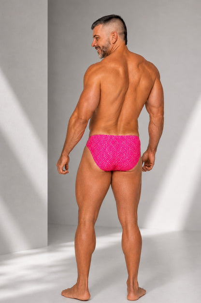 Bikini Geométrico Rosa para hombre, vista trasera | Equal Swimwear
