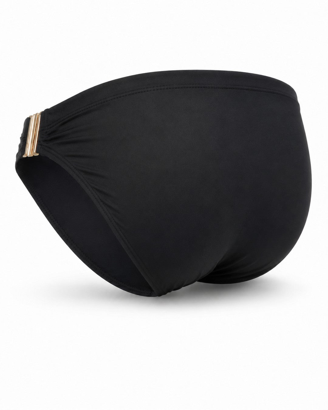 Bikini Iconic Negro vista trasera con broche dorado – Equal Swimwear