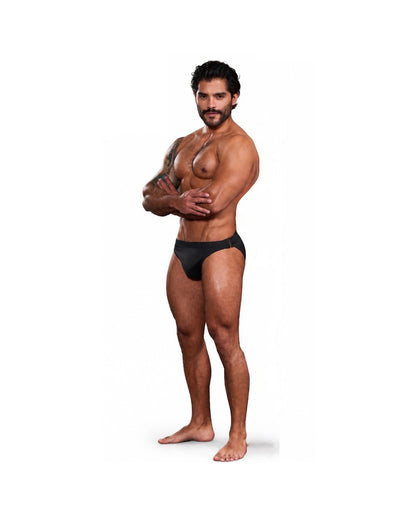 Bikini Iconic Negro en modelo, vista 3/4 de pie – Equal Swimwear