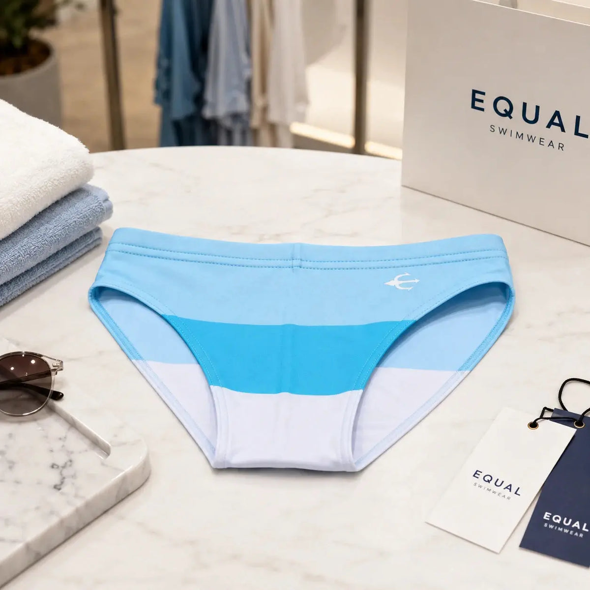 Bikini Tricolor Azul Equal Swimwear - detalle de tela