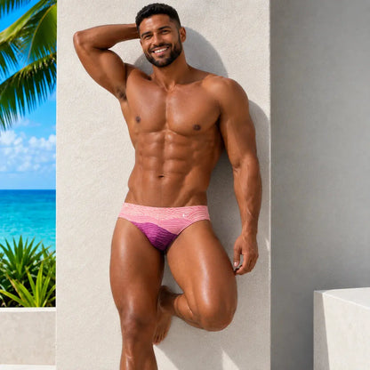 Bikini Wave detalle del estampado – Equal Swimwear, ropa de playa para hombre, corte cómodo