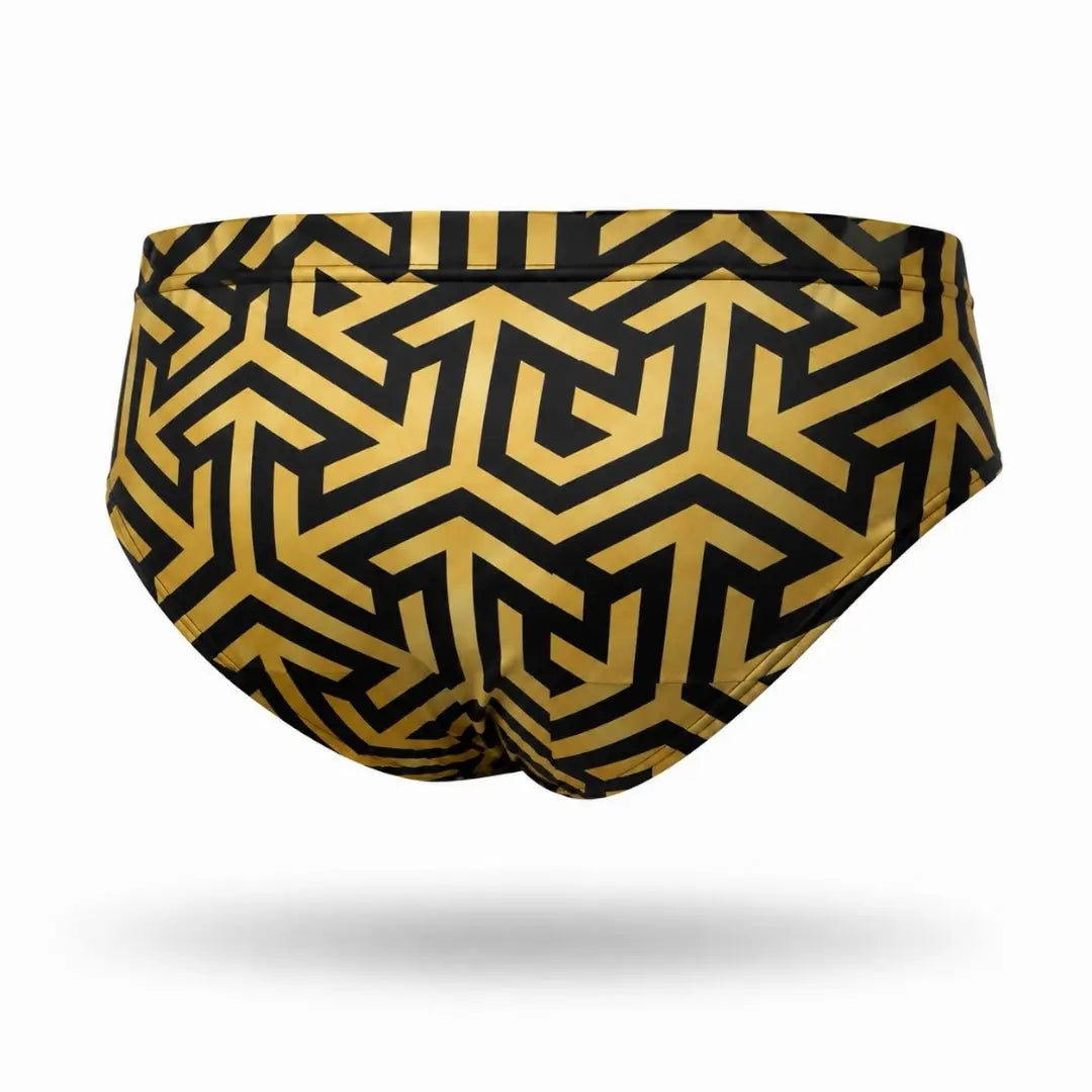 Brief Black & Gold vista de producto – Equal Swimwear, bañador para hombre resistente al cloro